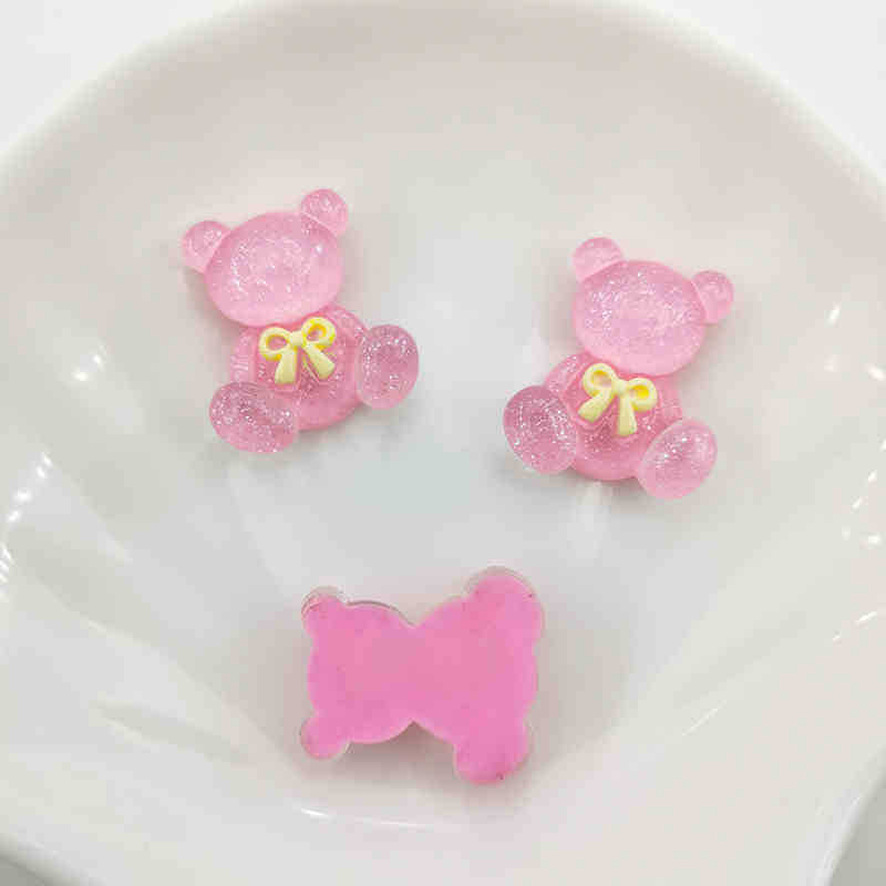 カラー透明細いキラキラ蝶ネクタイ熊シリーズdiy樹脂部品クリームゴム携帯ケースの頭ひもクリップ|undefined