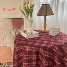 韩国ins喜庆新年格子桌布DIY布料窗帘门帘野餐布摆拍背景家居装饰