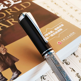Majohn P138 Fountain Pen Classical Differential Piston Ink-Absorbing Octahedral Etching Pattern Silver-Plated Classic Model
