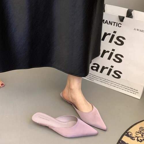 Pointed celebrities wear fashionable Muller shoes, high-quality celebrities, royal sisters, not tired feet, cat heels, women's sandals