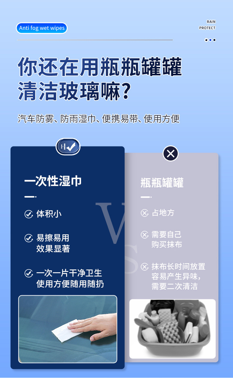 [Premium Selection] Car Windshield Anti-Fog Wipes, Disposable Window Cleaning Anti-Fog Agent, Car Defogger