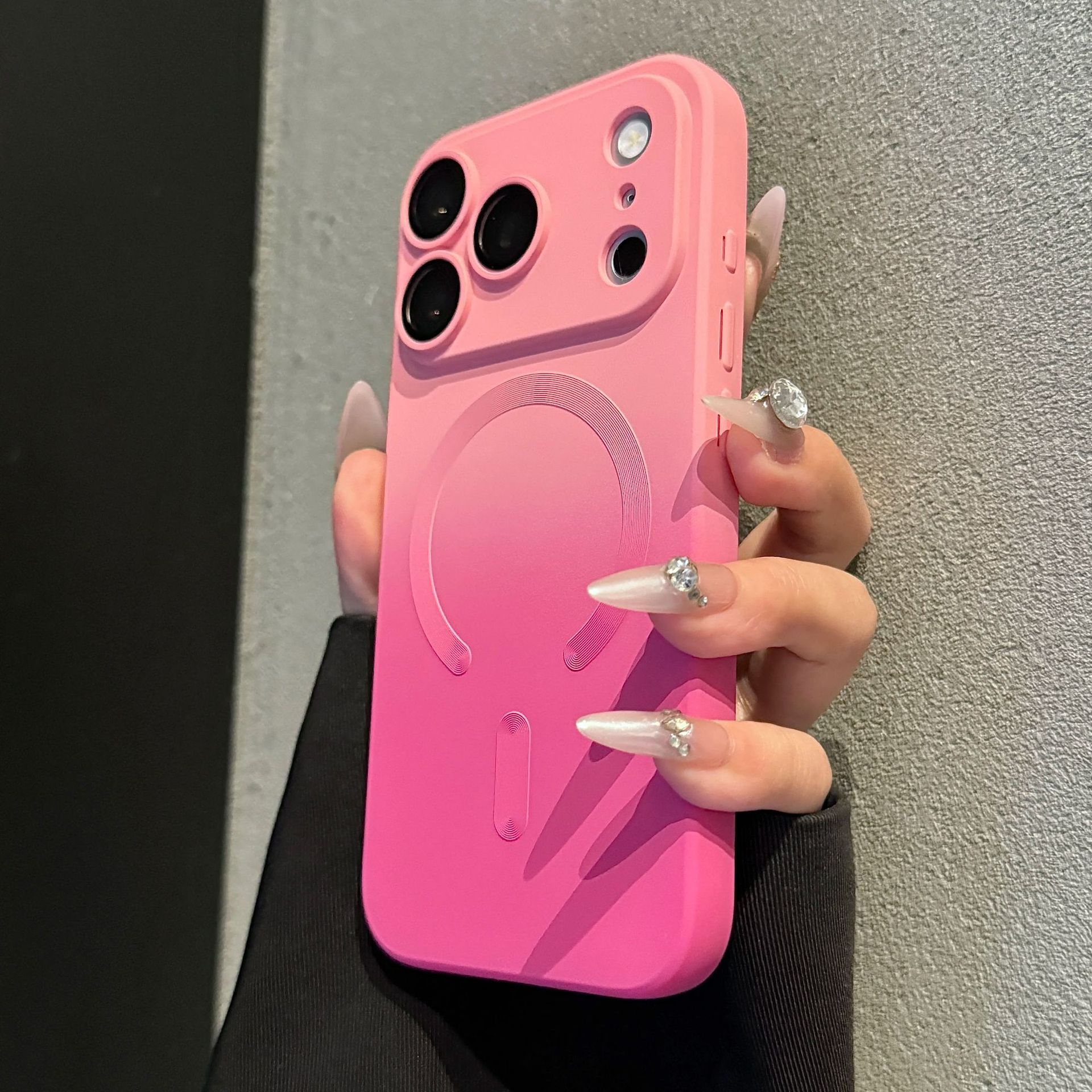 Luxury Gradient Magnetic Phone Case with Built-in Camera Lens Protector & Kickstand for iPhone 17 16 15 14 13 12 Pro Max, Soft Silicone Shockproof Cover