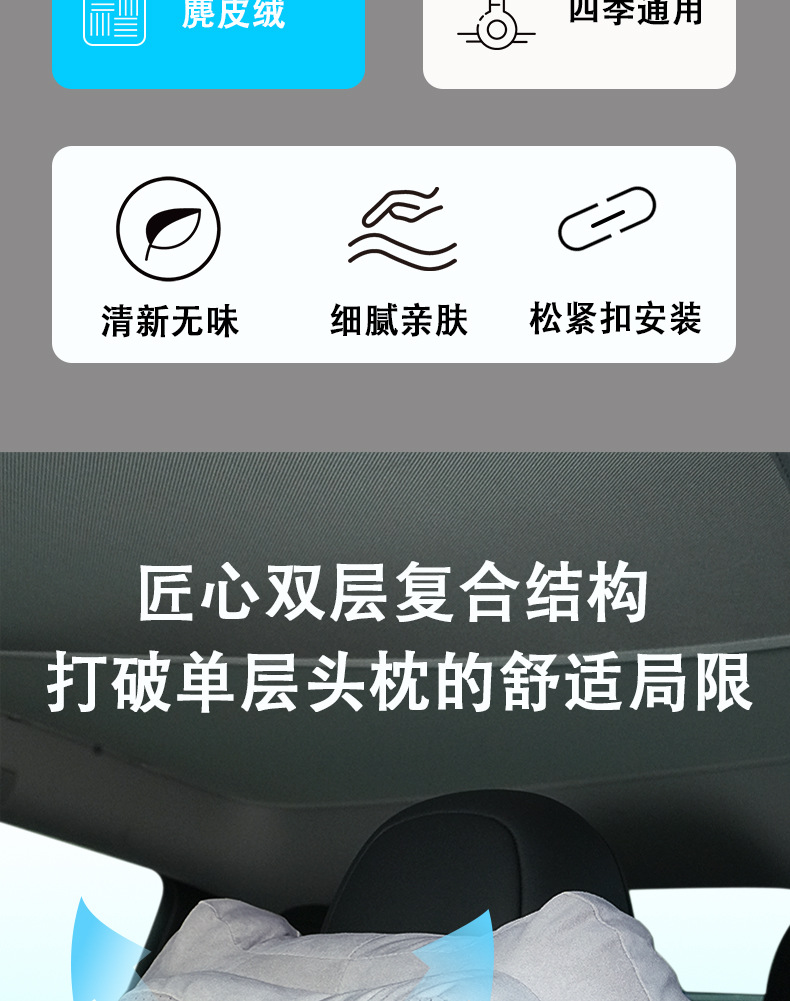 Suitable for Tesla Car Headrests, High-End Perforated Breathable Car Neck Pillow, Car Cushion, Double-Layer Headrest for Vehicles