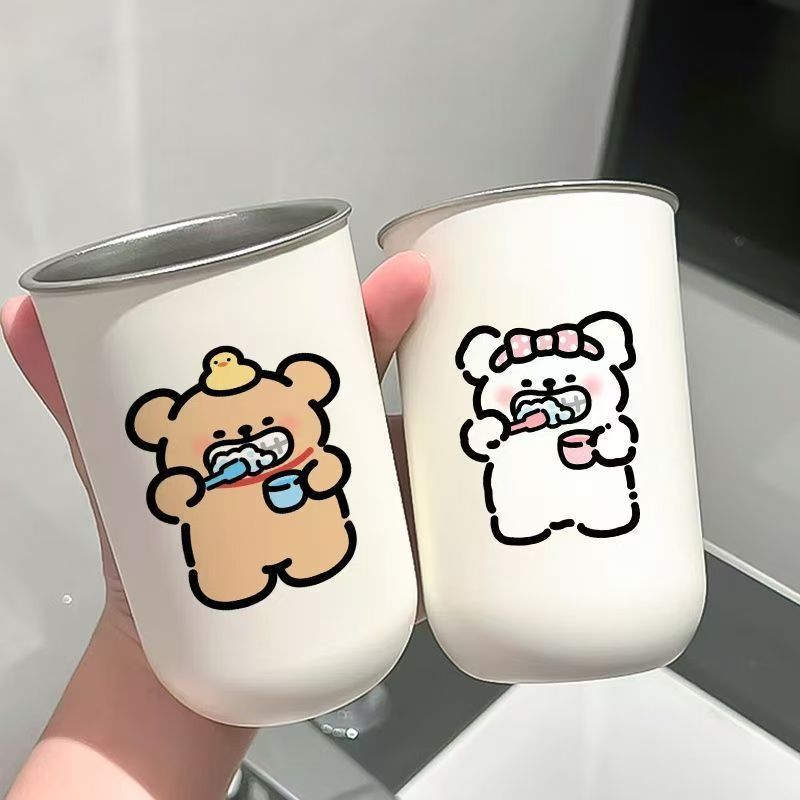 귀여운 캐릭터 스테인리스 양치컵 욕실 커플컵