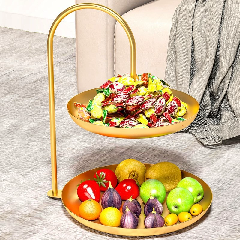 Snack Fruit Disk Light Luxury Live Living Room Coffee Two -layer Double -layer Settime Candy Box High -end Exquisite Picker