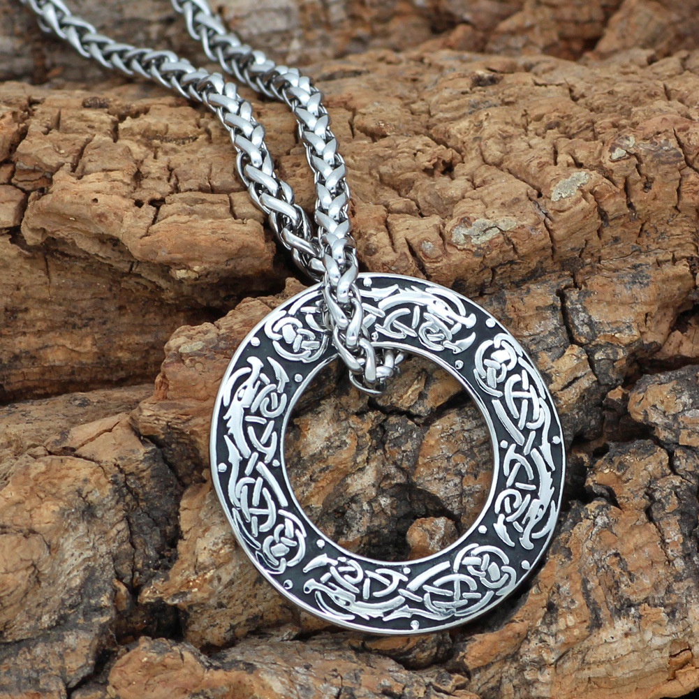 Viking Wolf Raven Pendant Image 3