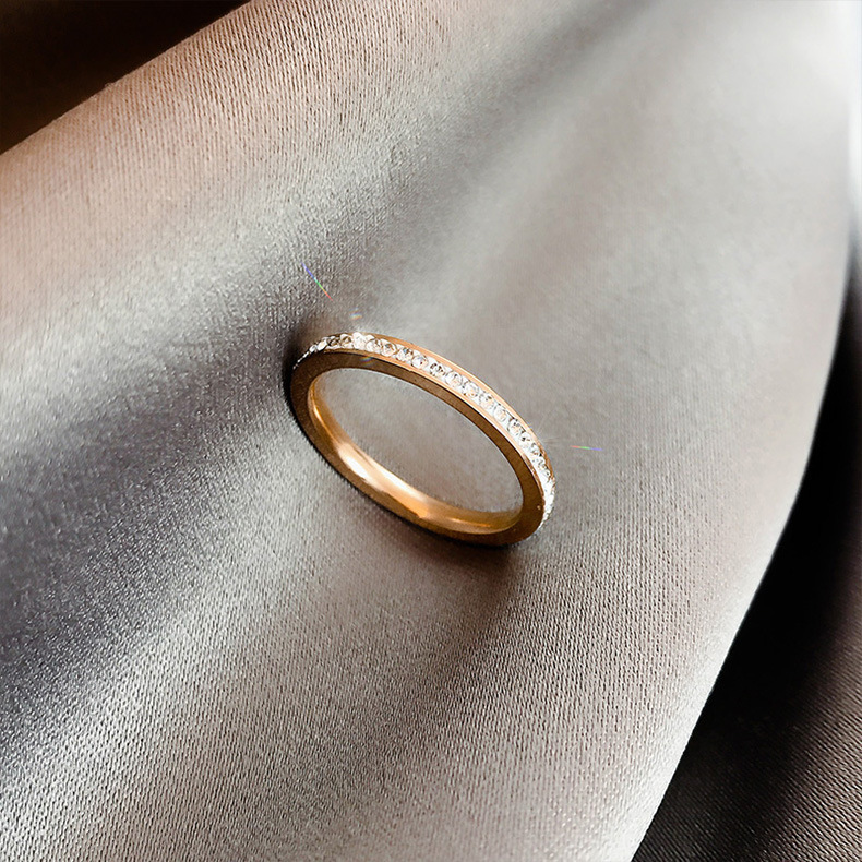 Rings Classification 6, 9 Ring Size Fashion Geometric Titanium Steel Inlay Rhinestones Rings