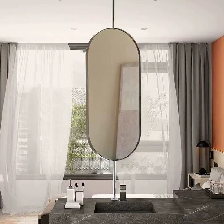 Stainless Steel Bathroom Mirror, Bathroom Hanging Mirror, Hotel and Guesthouse Oval Makeup Mirror, Up-And-Down Rod Mirror, Designer Stainless Steel Bathroom Mirror, Bathroom Hanging Mirror, Hotel and Guesthouse Oval Makeup Mirror, Up-And-Down Rod Mirror, Designer