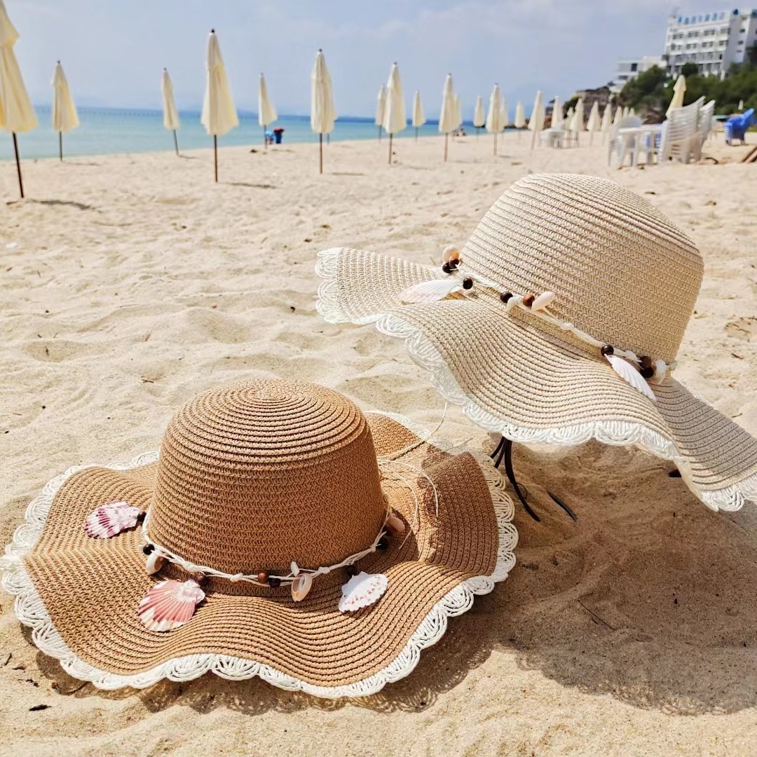 All Seasons Season Women's Gender Cute, Sweet Style Women's Cute Sweet Shell Big Eaves Straw Hat