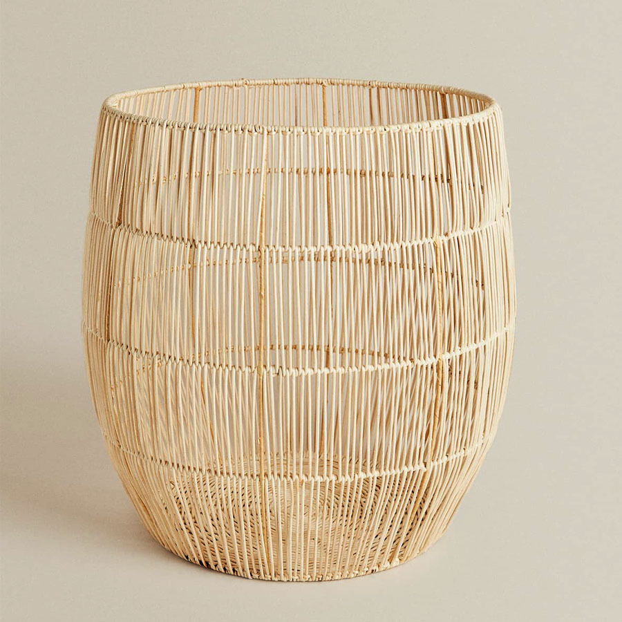 Estilo nórdico ropa sucia canasta de almacenamiento de juguete Marco de hierro canasta de ropa de ratán canasta de lavandería tejida a mano Cubo de lavandería