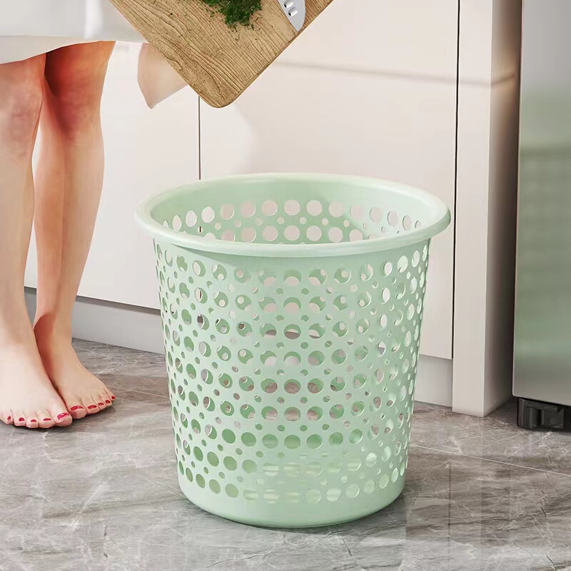 Hollow Modern Simple Household Trash Can Plastic Pressure-Free Ring Paper Basket Simple Kitchen Bathroom Garbage Basket Paper Basket Bucket