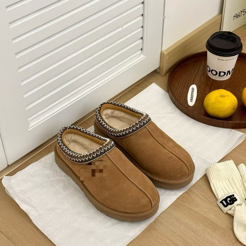 2025 New Ug Snow Boots Cross-Border Ethnic Style Thin-Soled Snow Boots Couple Cotton Slippers Baotou Men's Shoes Trendy Shoes
