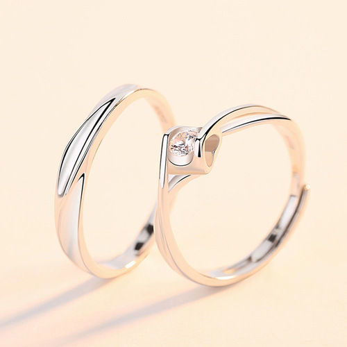 Couple ring s925 sterling silver pair of men's and women's rings niche design light luxury proposal wedding ring open silver ring