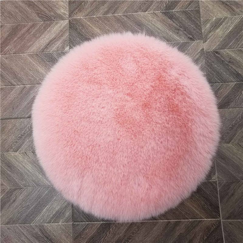 Plush Mat High-end — Wú Pǐnpái/Wú Zhùcè Shāngbiāo Car Carpet - pink-small-circle-diameter-11cm