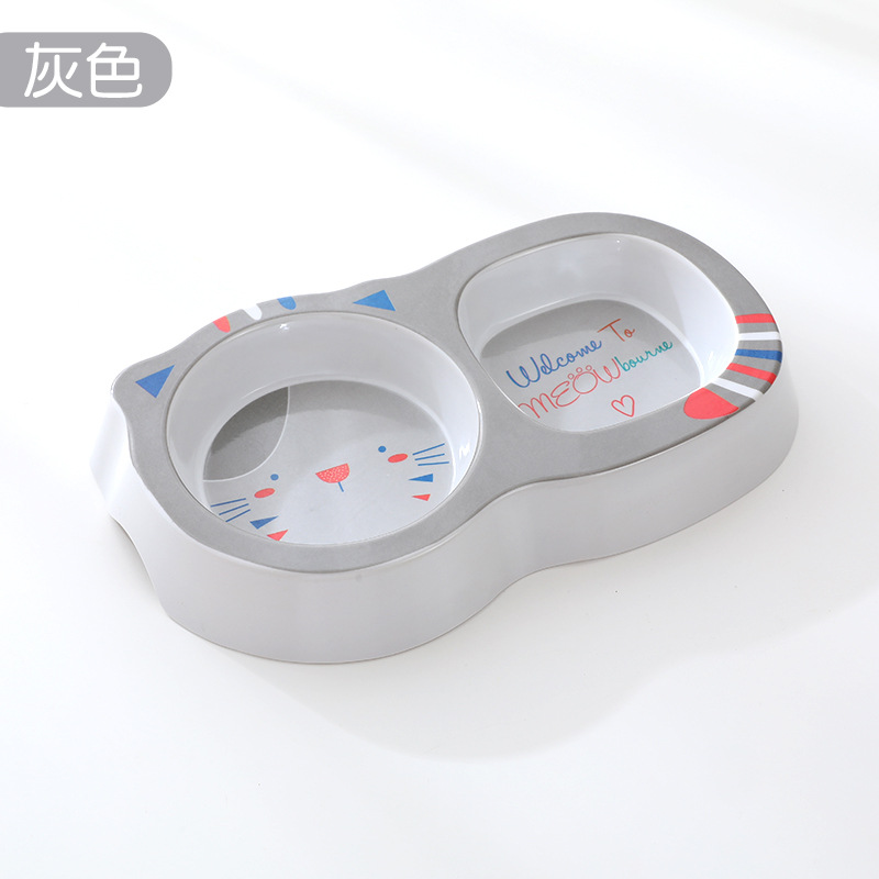 Fábrica al por mayor de dibujos animados cuadrado redondo para mascotas doble tazón perro tazón de plástico engrosado gato tazón resistente a la caída gato y gato vajilla