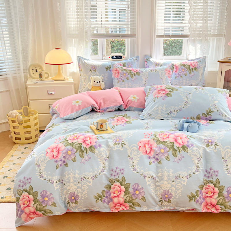 Cotton Bed Four-Piece Set 100% Cotton Dormitory Three-Piece Set 60-Count Long-Staple Cotton Bed Sheetss, Quilt Covers, Pillowcases Wholesale