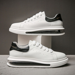 新款厚底真皮男鞋麥坤小白鞋男透氣氣墊板鞋經典底幫增高休閒鞋子