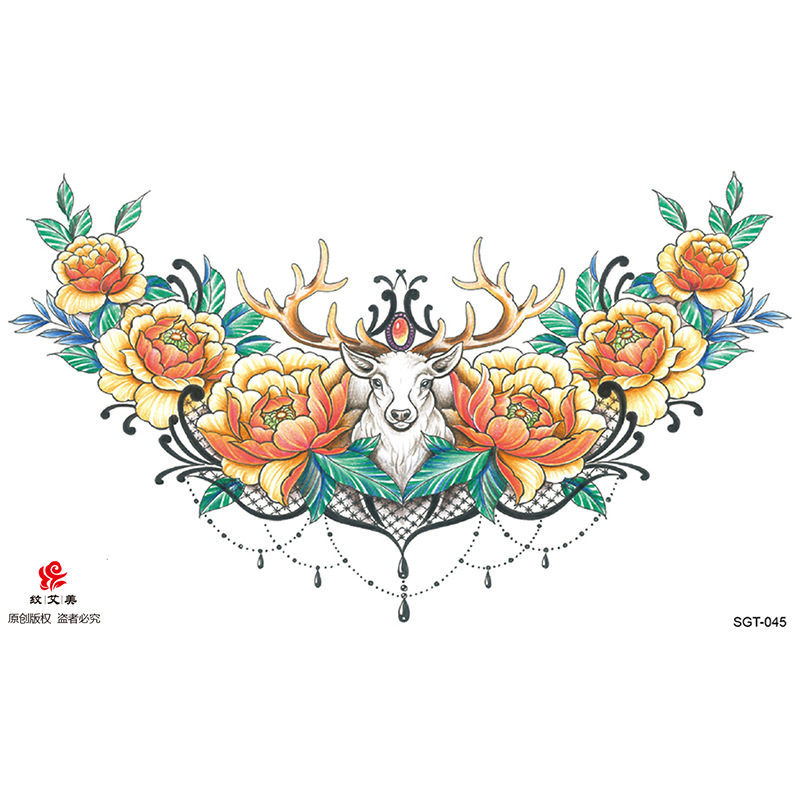 Tres lados pasta de pecho de Buda Guanyin Lotus imagen grande duradera fábrica en stock al por mayor Sobre hombro dragón tatuaje pegatinas