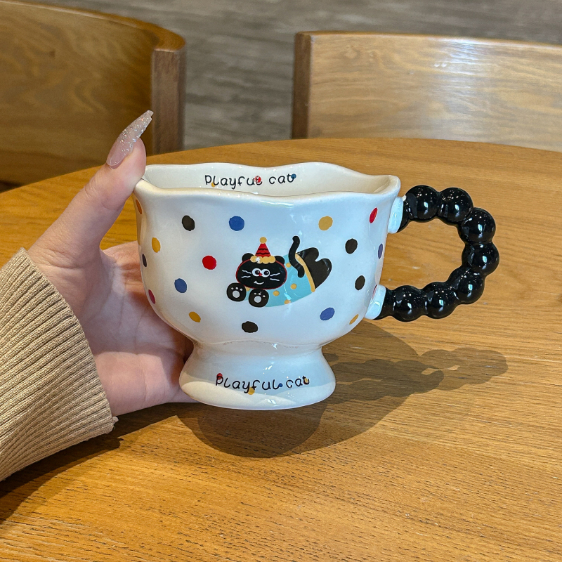 ins风波点 小狗马克杯高颜值女生杯子陶瓷情侣水杯可爱儿童早餐杯|undefined