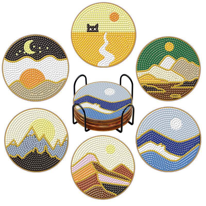 Diamante personalizable pintura taza almohadilla de dibujos animados tablero de madera aislamiento térmico pequeño diy alta sensación de fabricación artesanal al por mayor taladro de cristal