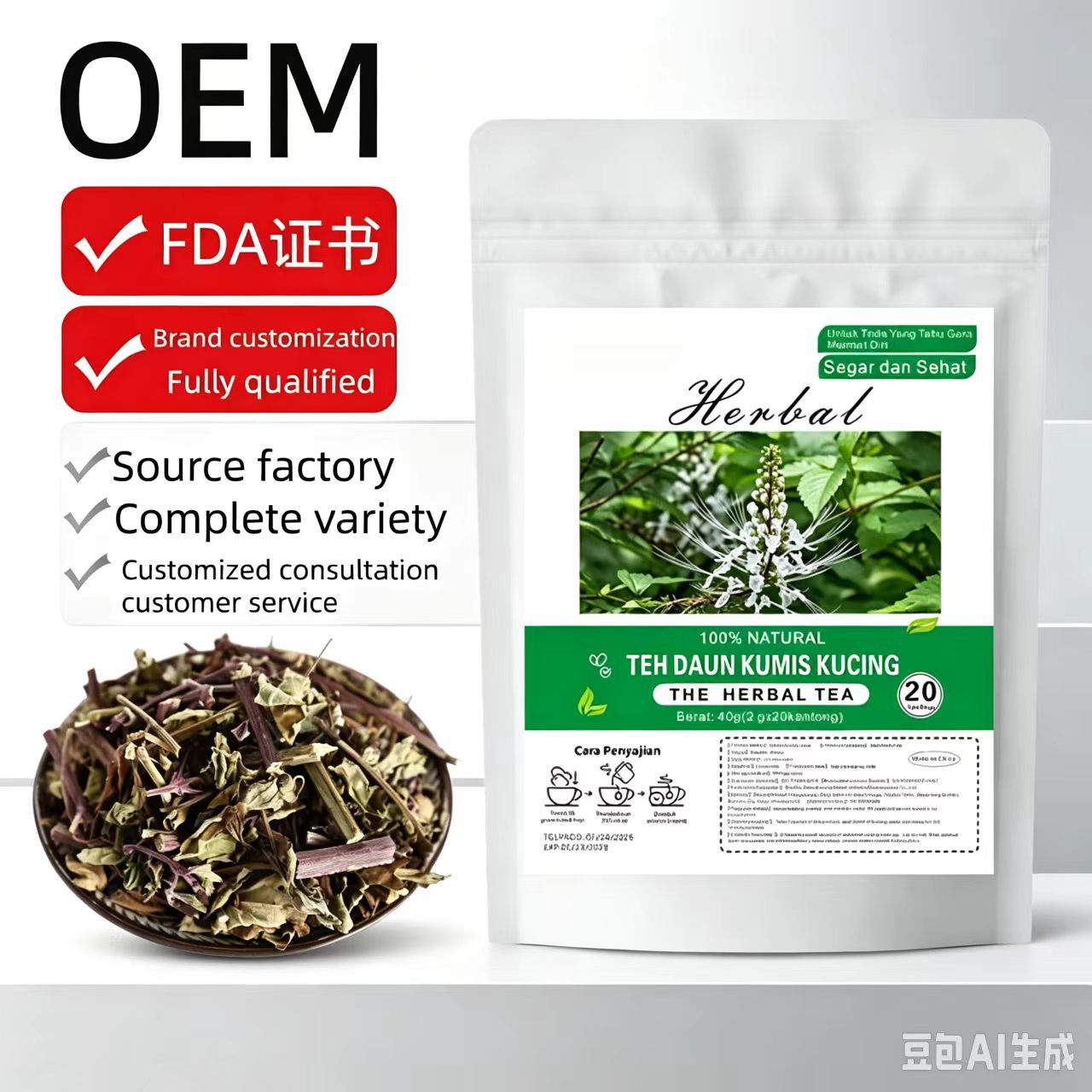 Cat's Whisker Tea Bags Mao Xu Cao 2g x 20 Pyramid Bags Sugar Free Dried Herbal Tea overview