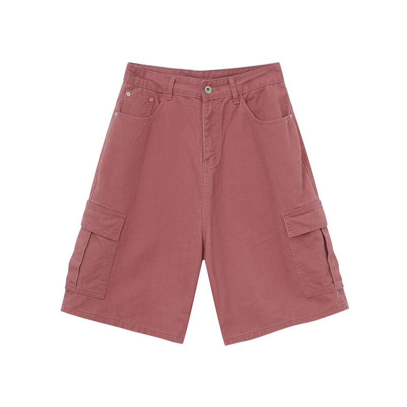 Quần short denim nam ống rộng ống đứng lửng 5 tấc phong cách Hàn, form rộng rãi dễ phối đồ — Hồng đào, Màu be nhạt, Màu cà phê, Trắng be