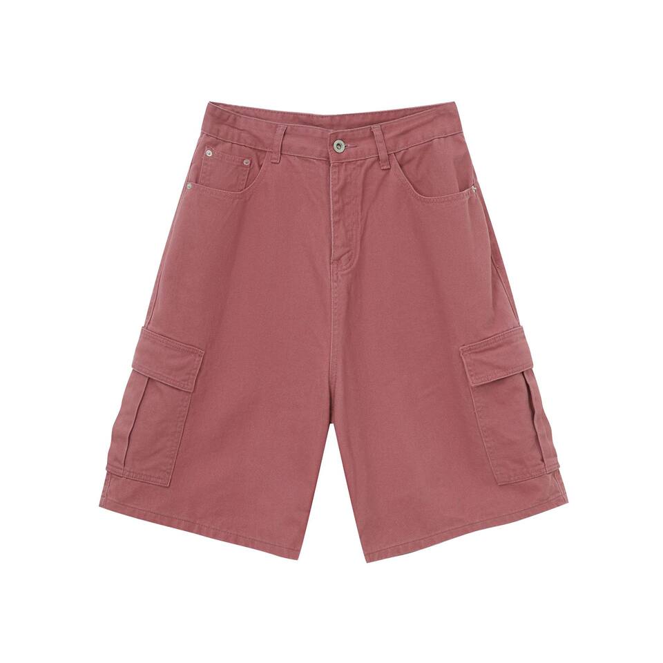 Quần short denim nam ống rộng ống đứng lửng 5 tấc phong cách Hàn, form rộng rãi dễ phối đồ — Hồng đào, Màu be nhạt, Màu cà phê, Trắng be