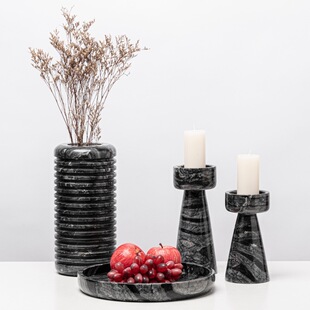 Simple Modern Creative Natural Marble Vase Ornaments Living Room Coffee Table Dining Table Fruit Plate Candlestick Home Decorations