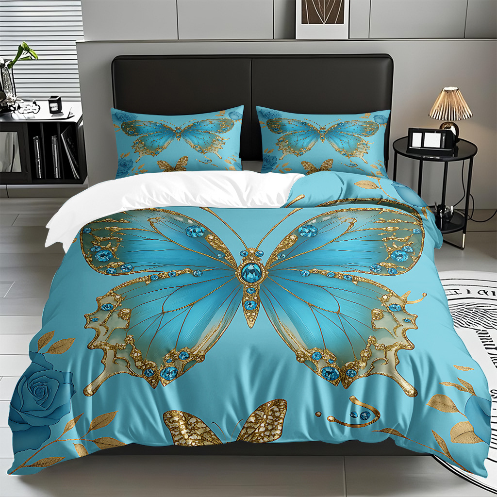 Butterfly series digital print edredón comercio electrónico transfronterizo preferido fuente fábrica adaptada modo TEMU / JIT