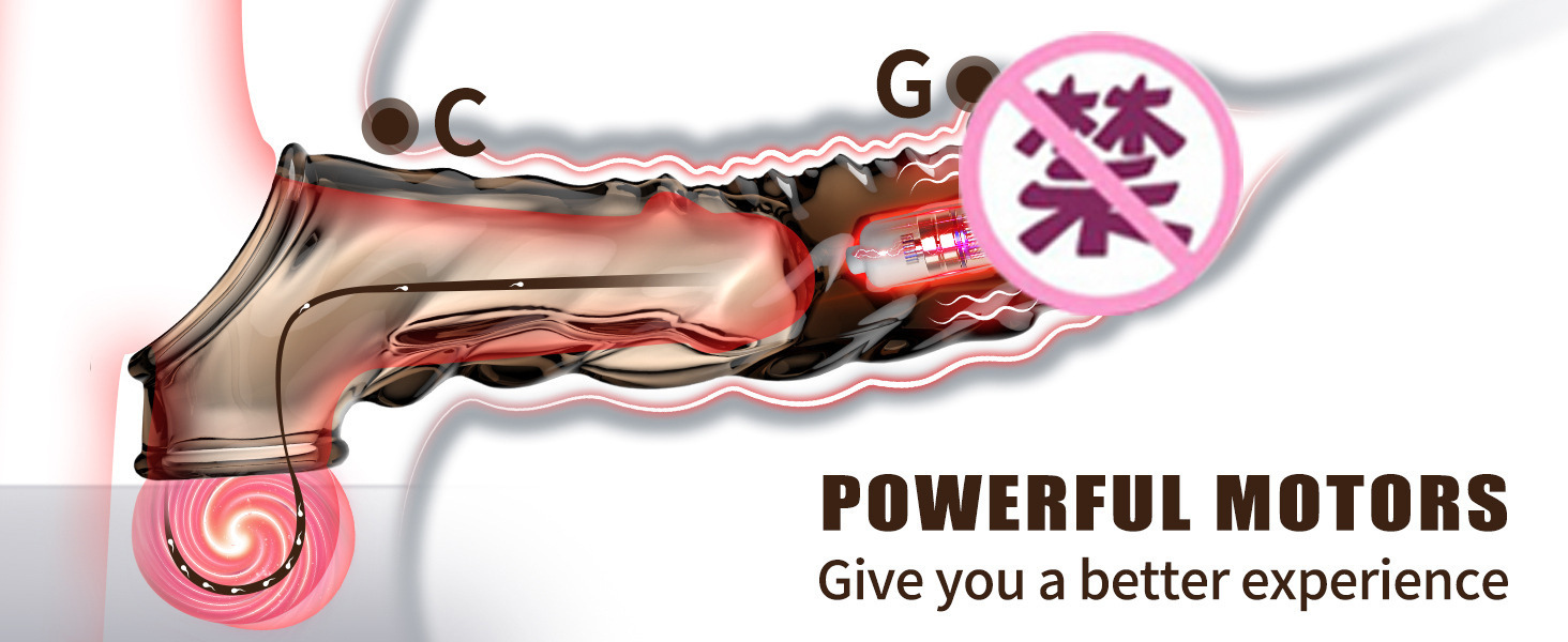 Vibrating Wolf-Tooth Delay Sleeve, Textured Lock-On Penis Extender for Couples — detail image 5