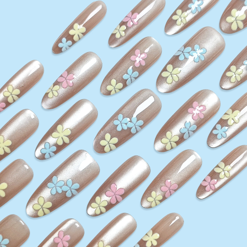 30 piezas dulces de uñas de vestir, parches de uñas de decoración de flores, frescos y simples, piezas de uñas de belleza image 5