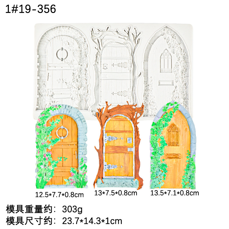 Retro exquisito molde de chocolate decorativo de puerta de flores molde de silicona decorativo de pastel de decoración de chocolate de fondant