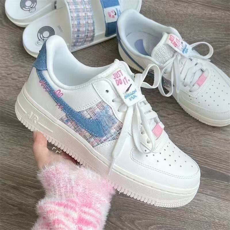 New White and Blue Chanel-Style High-Appearance Breathable Sports Skate Shoes for Men and Women, Campus Style New White and Blue Chanel-Style High-Appearance Breathable Sports Skate Shoes for Men and Women, Campus Style