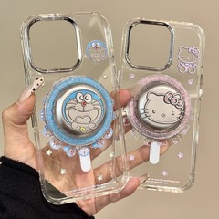 アニメサークルは猫が磁気吸引を持ってリンゴ16promax携帯ケース15/13/14proソフト12/11を適用する