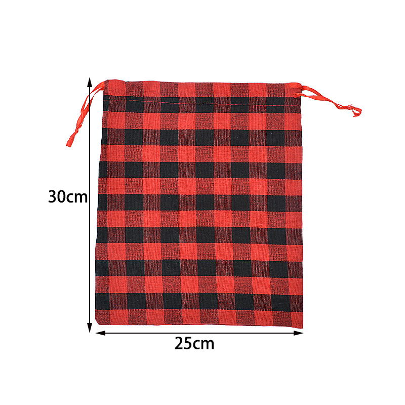 빨간색과 검은색 격자 무늬 면 가방 25*30CM* 흑백, 검정색과 빨간색, 녹색과 검정색