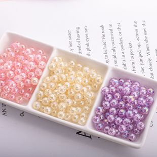 50 PCs card 8mm straight hole acrylic loose beads spacer beads crack round beads DIY mobile phone chain car hanging beaded accessories