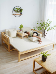 Luohan Bed, New Chinese Style Solid Wood Sliding Bed, Sofa Bed, Dual-Purpose Separate Chaise Longue, Old Elm, Ming Style Mahogany