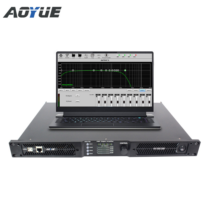 K4-1000 multifunción DSP 1U 4x1000W 8 Ohm D nivel digital de alta potencia de audio profesional
