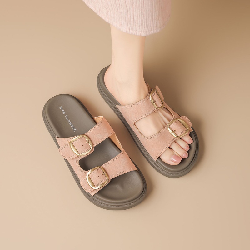 Dép sandal nữ xỏ ngón đế bệt kiểu Birkenstock — AY352 Xanh dương