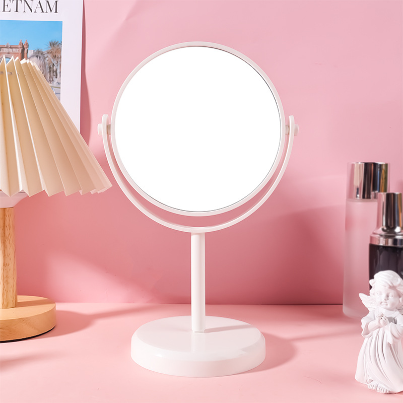 Espejo de Maquillaje de Escritorio de Doble Cara Plástico y Vidrio con Aumento para Baño y Dormitorio