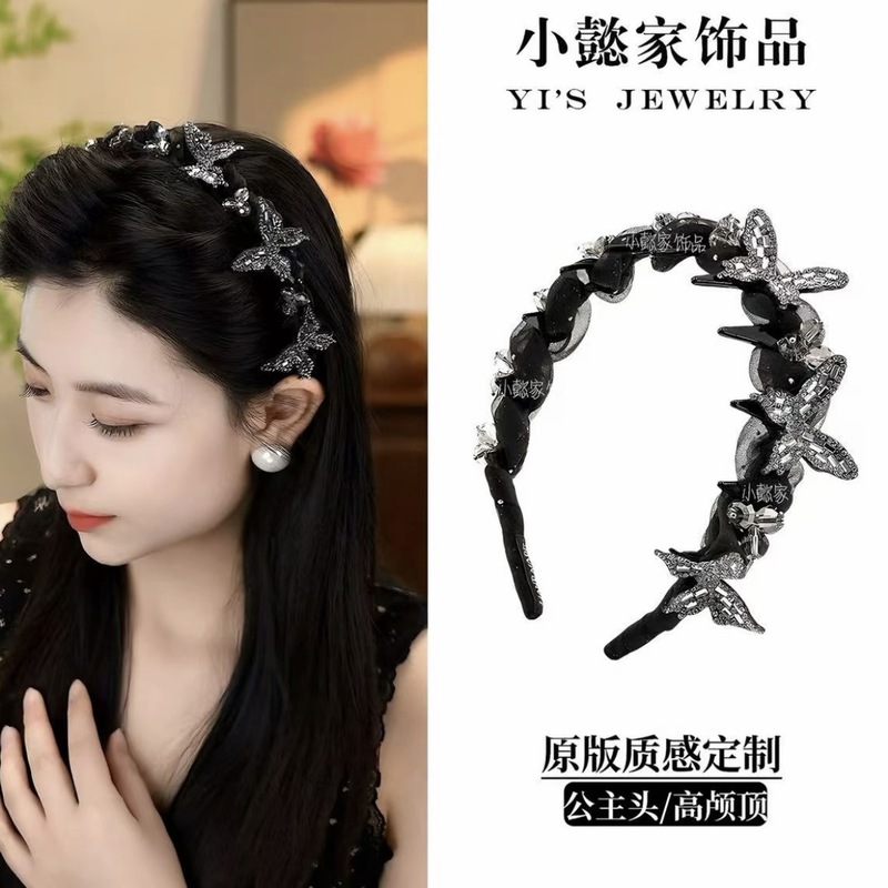 Xiaoyijia セレクション 2025 新しいパリプリンセスバタフライヘッドバンド女性のハイエンドファッションヘアピン洗顔ヘッドバンド|undefined
