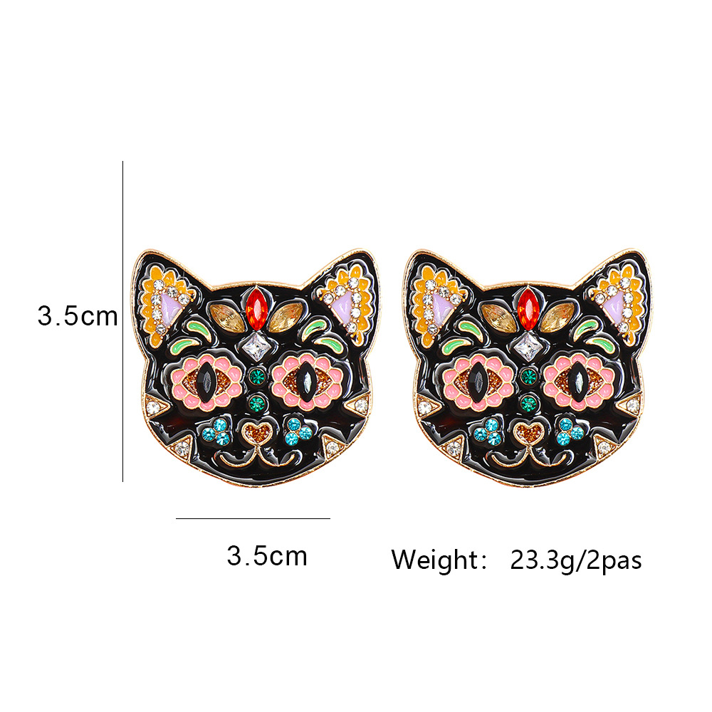 Fashion Cat Metal Inlay Rhinestones Women's Earrings 1 Pair display picture 1
