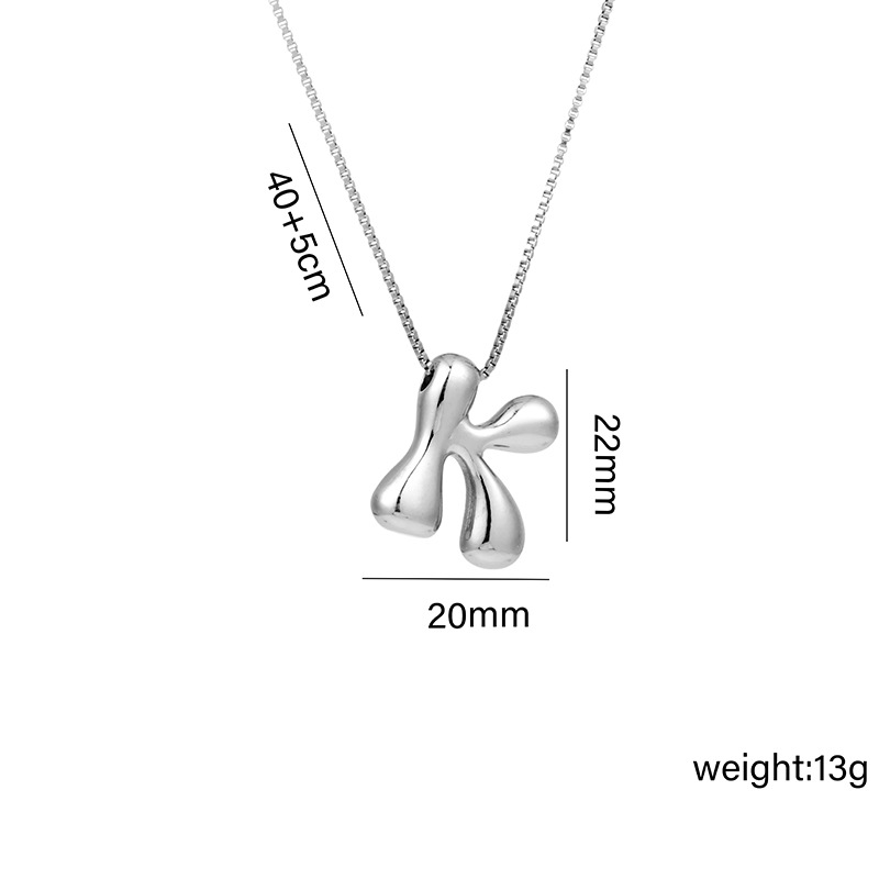 12g Weight Vacuum Plating Gold Plating Process White Gold Plated Plating Material Copper Pendant Material Pendant Necklace Classification Copper Chain Material 1 Piece Quantity Daily Occasion Copper Material Letter Pattern Women's Gender Plating Design Basic Style Copper White Gold Plated Basic Plating Letter Pendant Necklace 11
