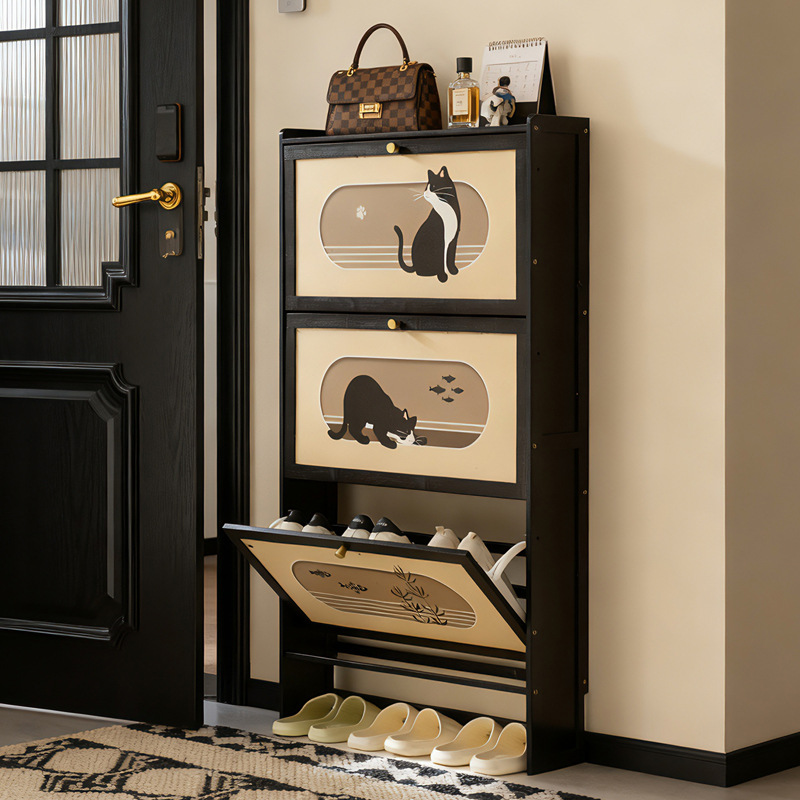 Shoe Rack for Home Entrance Multi-Layer Sturdy and Durable Storage Cabinet Indoor Good-Looking Dust-Proof Bamboo Shoe Cabinet Does Not Take up Space