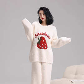 睡衣女冬季新款半边绒舒适可爱卡通高颜值公主风小众家居服套装