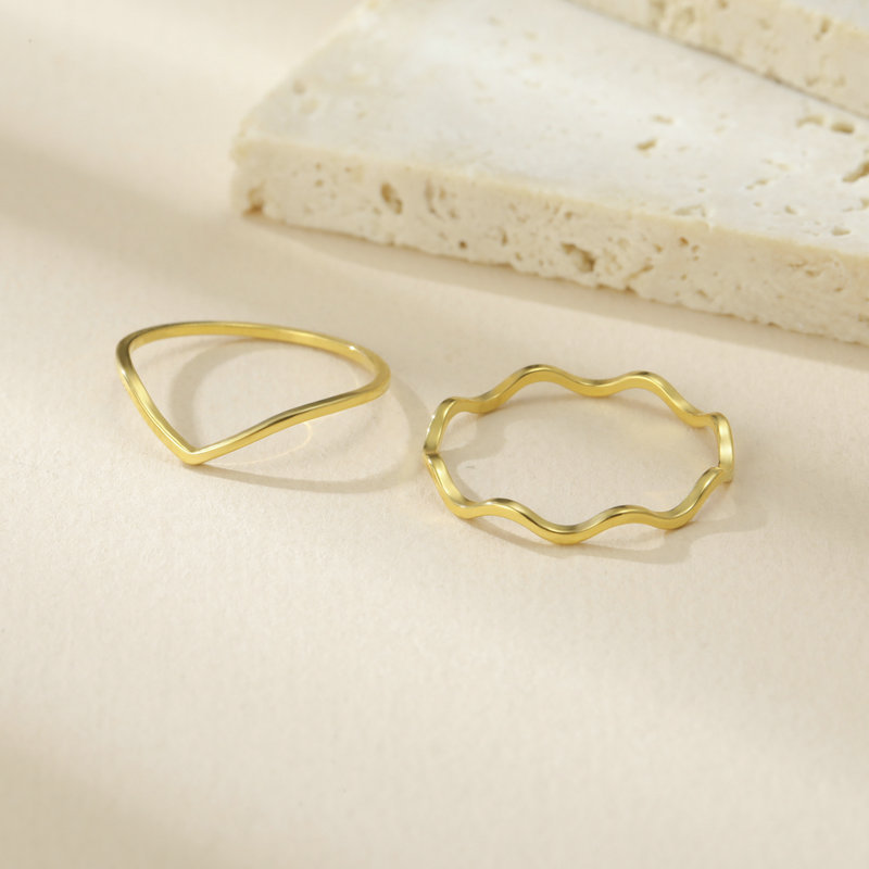 Golden retro adjustable big ring stainless steel
