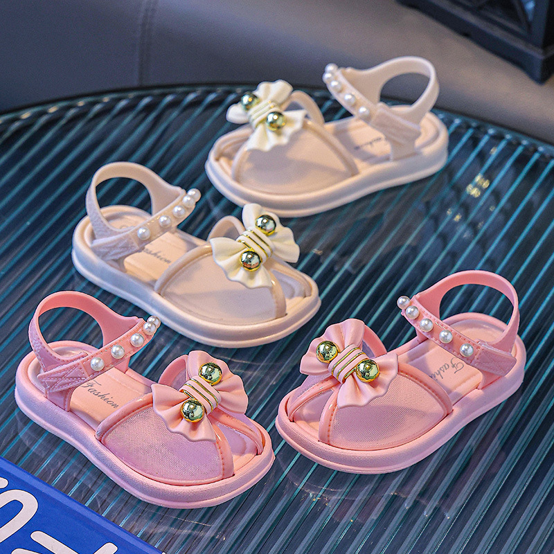 Niña Bowknot Princess Sandalias Verano 2024 Nuevos zapatos de playa para niños Niña Niña Baotou Sandalias Bebé