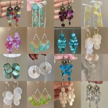 海边度假风贝壳流苏圆形耳钩拍照氛围感耳环气质小众高级感耳饰女