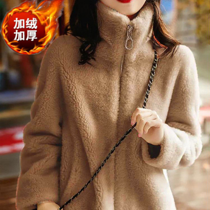 秋冬保暖卫衣开衫摇粒绒外套女ins港风加绒加厚双面绒大码抓绒衣|undefined