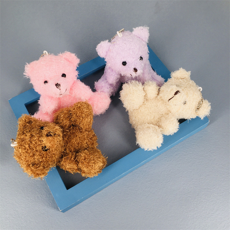 Fashionable and Simple Sitting Teddy Bear Plush Doll Bag Key Pendant Grabber Plush Doll Doll 9cm